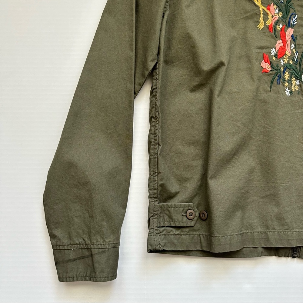 Zara Embroidered Cranes Lightweight Olive Green Jacket Men’s Large - Picture 10 of 12